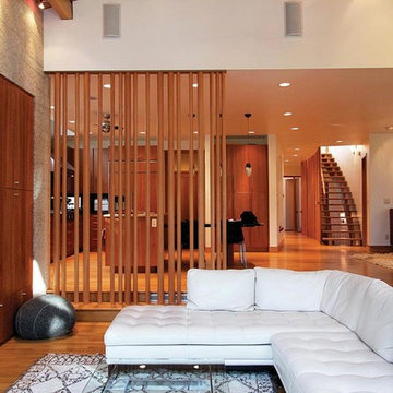 Assiniboine River House | Living Room to Hallway