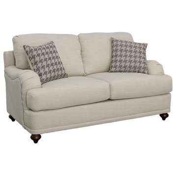 Pemberly Row Transitional Fabric Upholstered Cushion Back Loveseat Light Gray