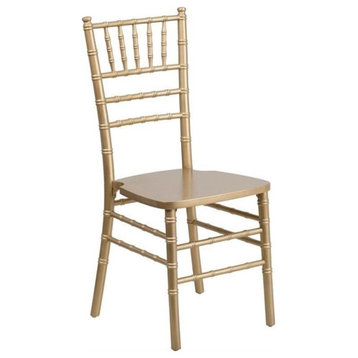 Catania Wood Chiavari Stacking Dining Side Chair in Gold Finish
