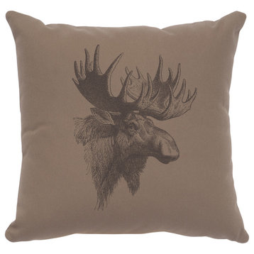 Image Pillow 16x16 Moose Profile Cotton Taupe