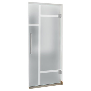 swing glass door, With Frosted Design, Full-Private, 38"x80" Inches, 3/8" (10mm)