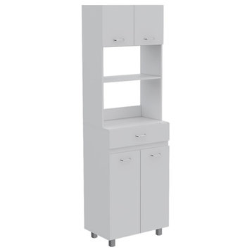 TUHOME Caribe Microwave Cabinet Engineered Wood Pantries in  White