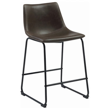 Coaster Armless Faux Leather Counter Height Stools in Brown