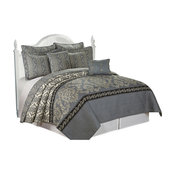Mystic Quilted 7 Piece Bed Spread Set, Charcoal, King