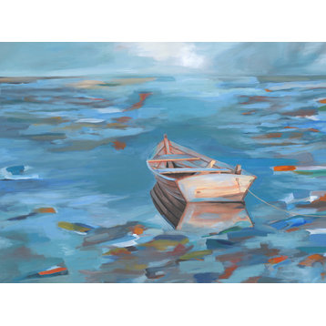 "Row Boat" Gallery Wrapped Giclee Print On Canvas With Gel Texture