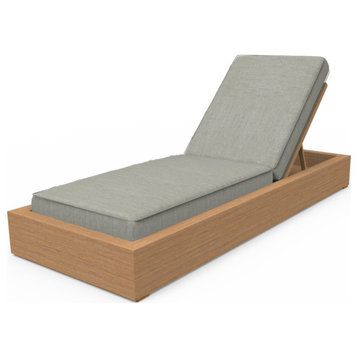 Brixton Chaise Lounge, Wire Brushed Natural Teak Wood, Canvas Granite
