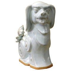 Off White Glaze Ceramic Artistic Dog Figure cs2383S Off White Glaze Ceramic Artistic Dog Figure cs2383S