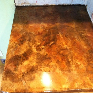 Concrete countertop overlay. Applied over old Formica