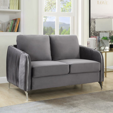 Hathaway 54" Velvet Modern Chic Loveseat Couch