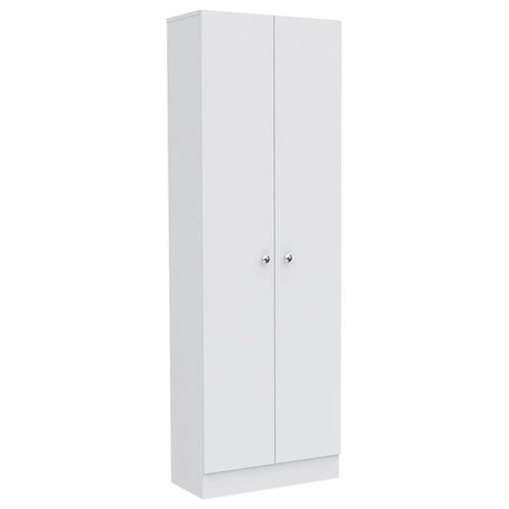 Pemberly Row 70" Modern Engineered Wood Storage Pantry Cabinet in White