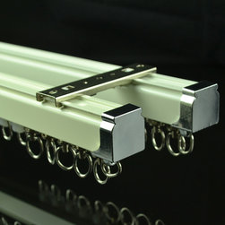 CHR7822 Ivory Ceiling Mounted Double Curtain Tracks and Rails - Window Treatment Accessories