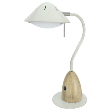 40102-1, Dimmable LED Desk Lamp, 7 W, Milky White & Wood Grain Finish, 18 1/2" H