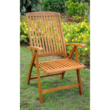 Sarragossa Yellow Balau Wood Outdoor Five-position Folding Armchairs-Dark Honey