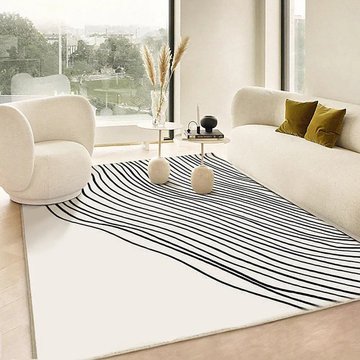 Multipurpose Rectangular Contemporary Low-key Black & White Area Rug