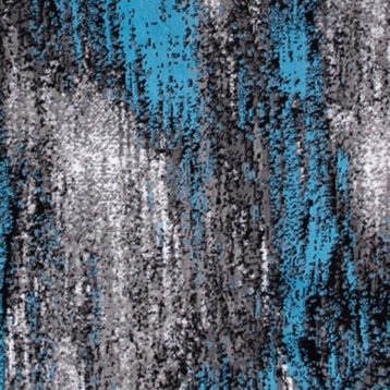 Rylan Collection Abstract Pattern Area Rug-Blue - 2' x 10'