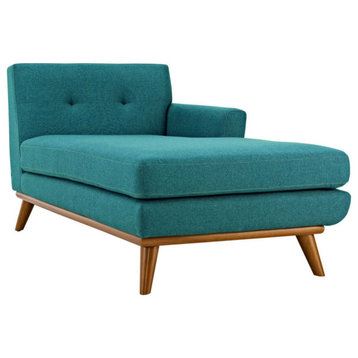 Gianni Teal Right-Facing Upholstered Fabric Chaise