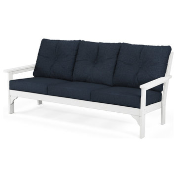 Polywood Vineyard Deep Seating Sofa, White/Marine Indigo