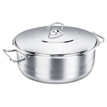 Korkmaz Shallow Stainless Steel Dutch Oven With Lid, 8 Quart