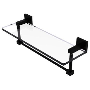 Montero 16" Glass Vanity Shelf with Integrated Towel Bar, Matte Black