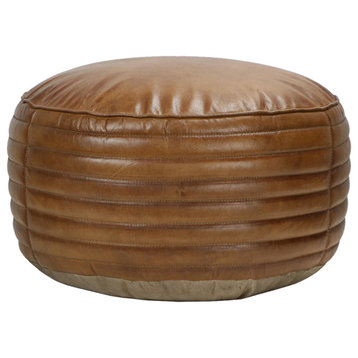 Matthew Izzo Home Tack Shop Round Leather Footstool