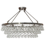 LightUpMyHome - Lightupmyhome Celeste Flush Mount Glass Drop Crystal Chandelier, Chrome, 32" - Hundreds of large clear glass drop crystals surround this chrome finished frame. With the ability to display this light as a hanging or flush mount version, the versatility of the Celeste Chandelier makes it the perfect fit for your any space.