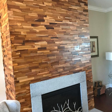 Modern Mosaic Wood Fireplace