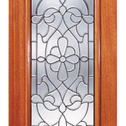 Floral Beveled Glass Front Single Door, Full Lite - Front Doors