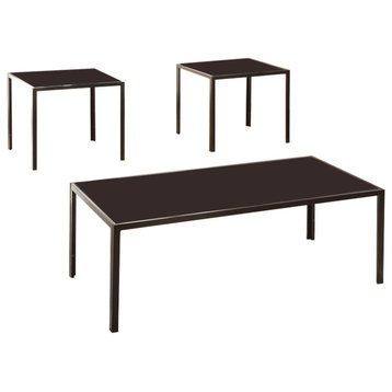 Benzara BM156207 Charismatic Sleek 3 Piece Occasional Table Set, Black