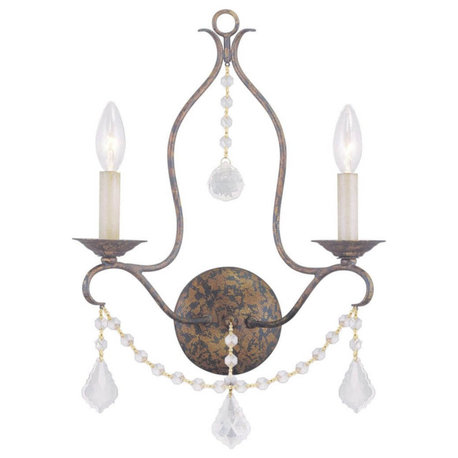 Chesterfield 2 Light Wall Sconce, Hand Applied Venetian Golden Bronze