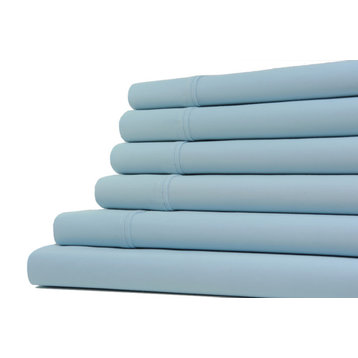 Kathy Ireland Home 1200 Thread Count 6 Piece Sheet Sets, 6 Colors, Sky Blue, Queen