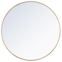 Elegant Decor Eternity 42" Round Contemporary Metal Frame Mirror in Brass