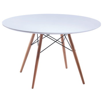 Daphney 47" Round Dining Table, White