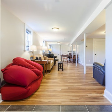 Finished Basement Family Room with Open Layout – Manchester MA