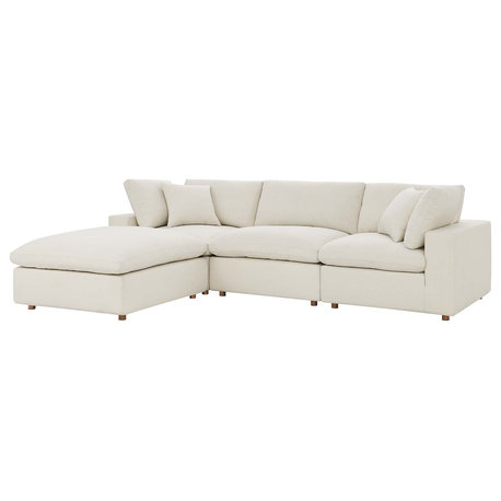 Modular Sectional Deep Sofa Set, Beige, Fabric, Modern, Lounge Cafe Hospitality