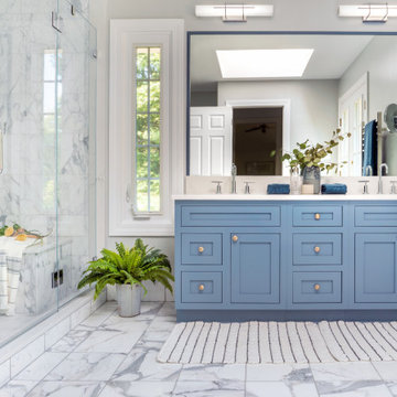 Vibrant Blue Luxurious Primary Bathroom