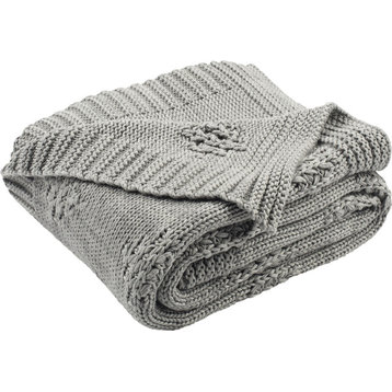 Cozy Knit Throw - Medium Gray, Light Gray