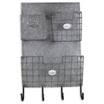 Cheungs - Fabrica Galvanized 3 Slot Wall Organizer - Fabrica Galvanized 3 Slot Wall OrganizerBring organization to any space with a multi-functional storage piece. With its popular design and galvanized metal finish, you'll be able to store clutter in no time with any of its three pockets and 4 bottom hooks. Get storing today with unique piece that will add a touch of warmth.
