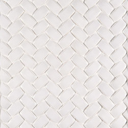 Whisper White Highland Park Herringbone Porcelain Mosaic Tile - Mosaic Tile