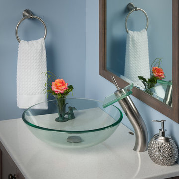 Novatto SQUARED Faucet with Novatto BONIFICARE Glass Vessel Sink