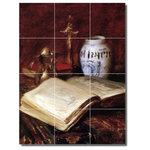 Picture-Tiles.com - William Chase Still Life Painting Ceramic Tile Mural #30, 36"x48" - Mural Title: The Old Book