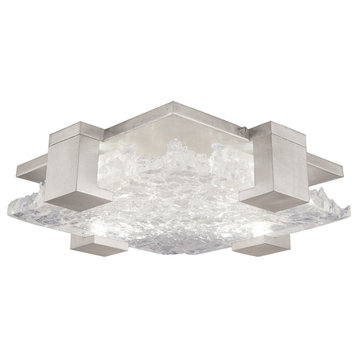 Terra Flush Mount, Square, 4-Light, LED, Silver Leaf, Clear Glass, 16.75"W