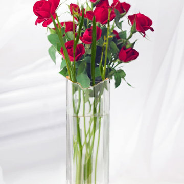 Serene Spaces Living Waves Gold Rim Faceted Glass Vase, In 2 Sizes, Large
