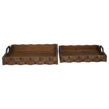Modern Dark Brown Wood Tray Set 561601