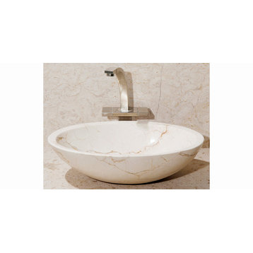 Oval Bathroom Sink, 18″ W, Crema Marfil Marble