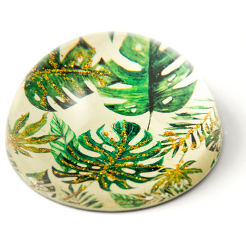 Glass Dome Tropical Green Paper Weight