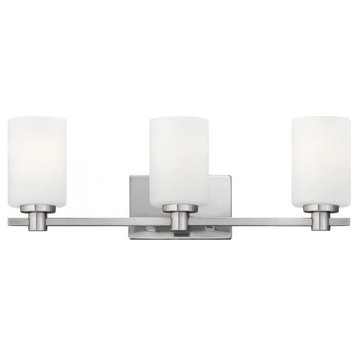 Karlie Bath Three-Light in Brushed Nickel With Etched Opal Glass
