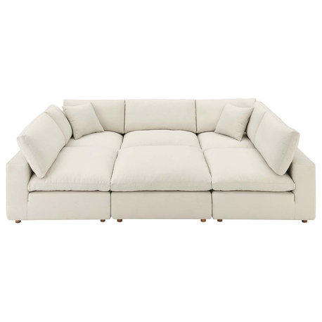 Modular Sectional Deep Sofa Set, Beige, Fabric, Modern, Lounge Cafe Hospitality