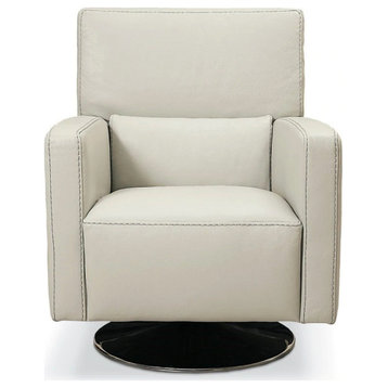 Arsenia Allegro Accent Chair, Full Grain Italian Leather, Light Gray