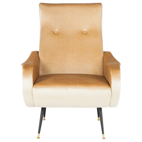 Safavieh Elicia Velvet Retro Mid-Century Accent Chair, Camel