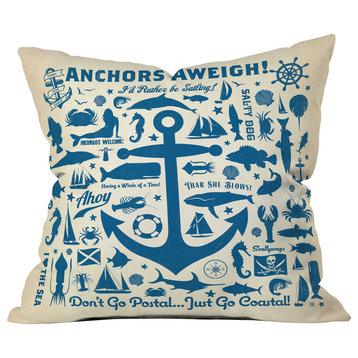 "Anchors Aweigh" Outdoor Throw Pillow, 18"x18"